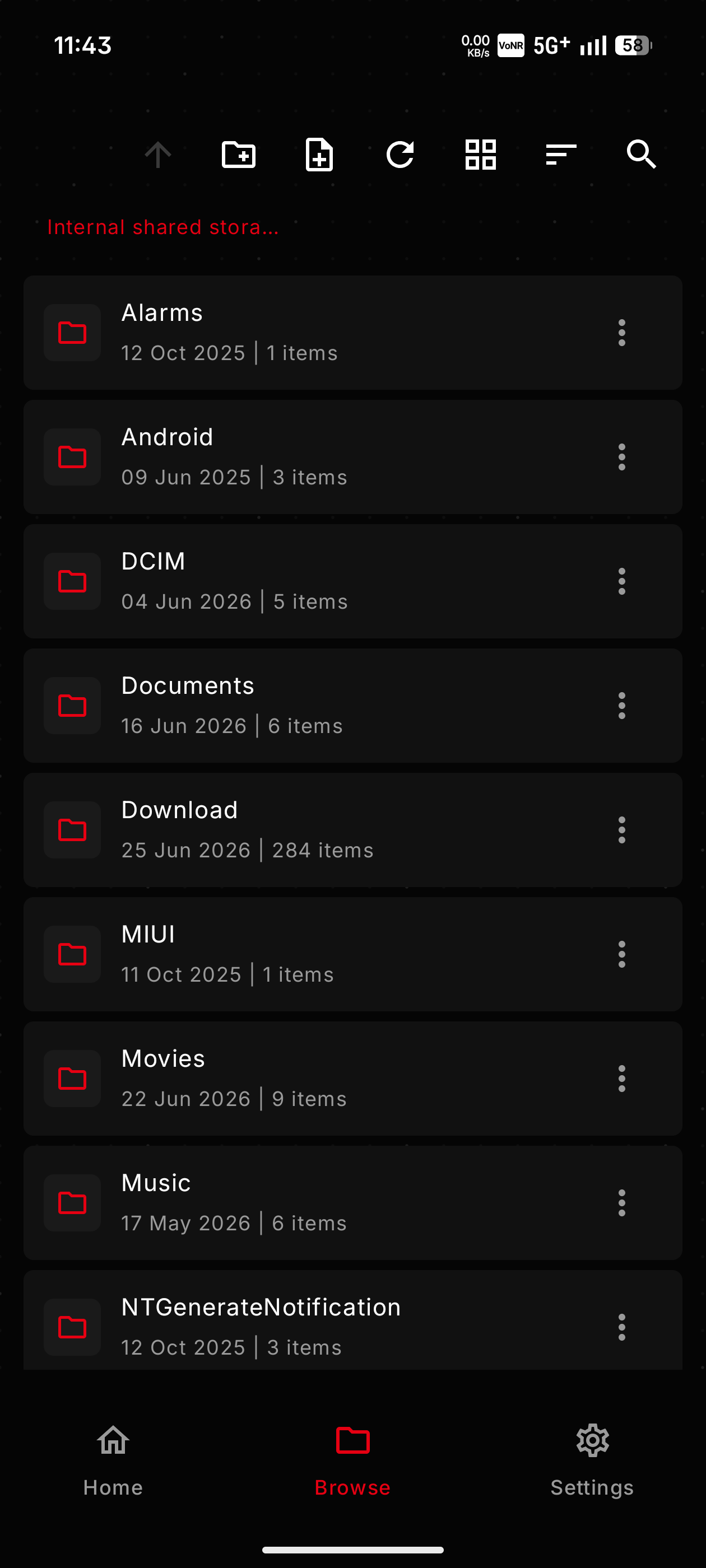 DotFiles Browse screen
